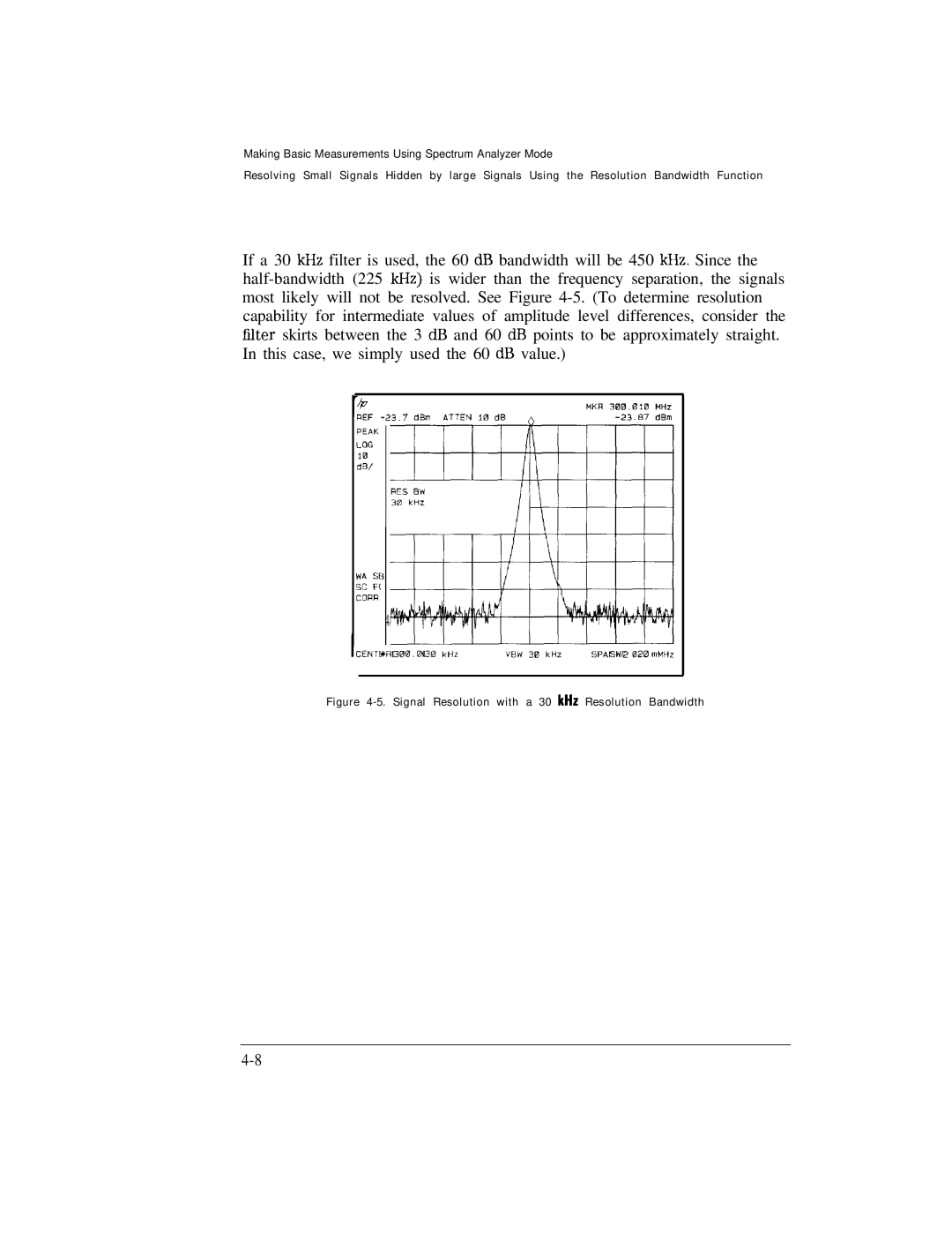 HP Cable Box 8591C manual Signal Resolution with a 30 kHz Resolution Bandwidth 