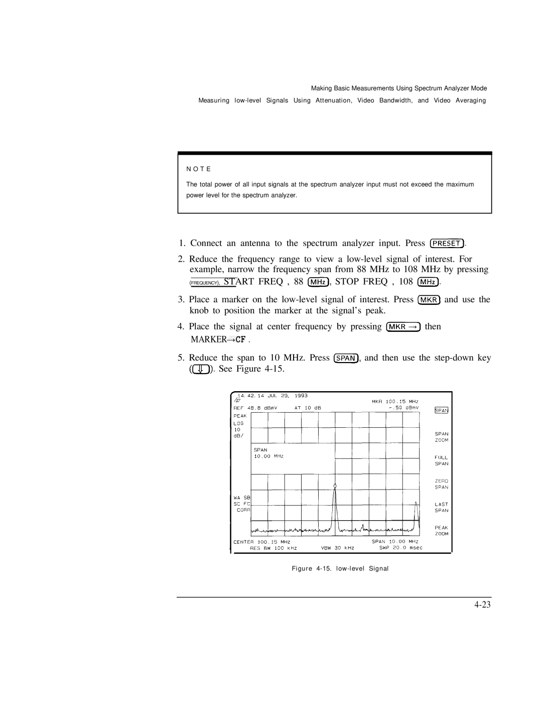 HP Cable Box 8591C manual Marker-Cf, low-level Signal 