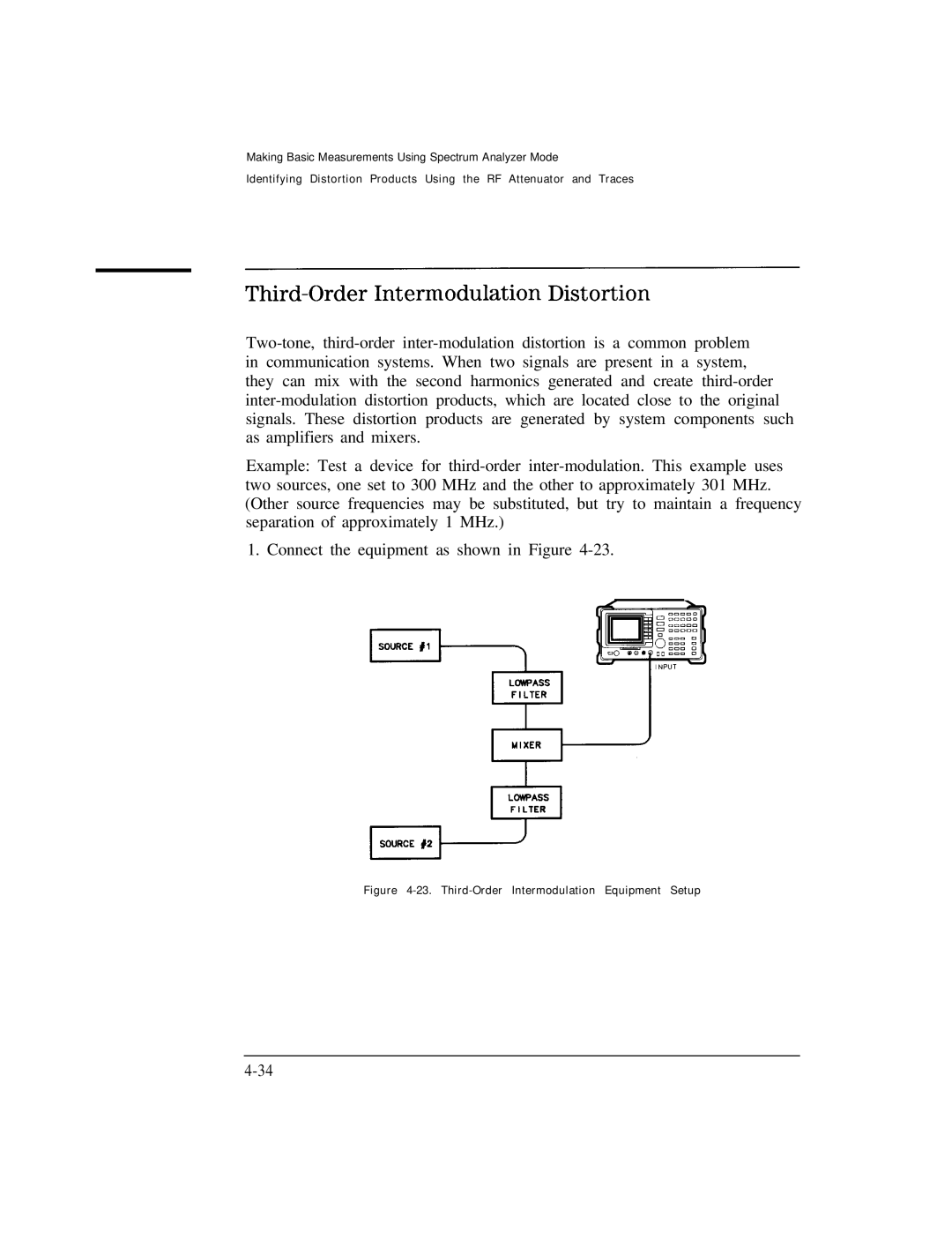 HP Cable Box 8591C manual Third-Order Intermodulation Distortion, Third-Order Intermodulation Equipment Setup 