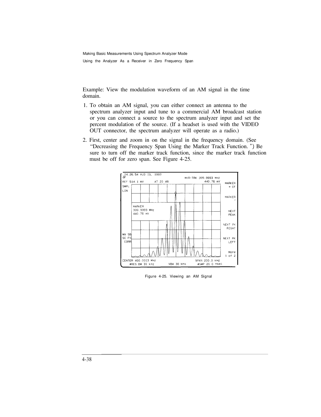 HP Cable Box 8591C manual Viewing an AM Signal 