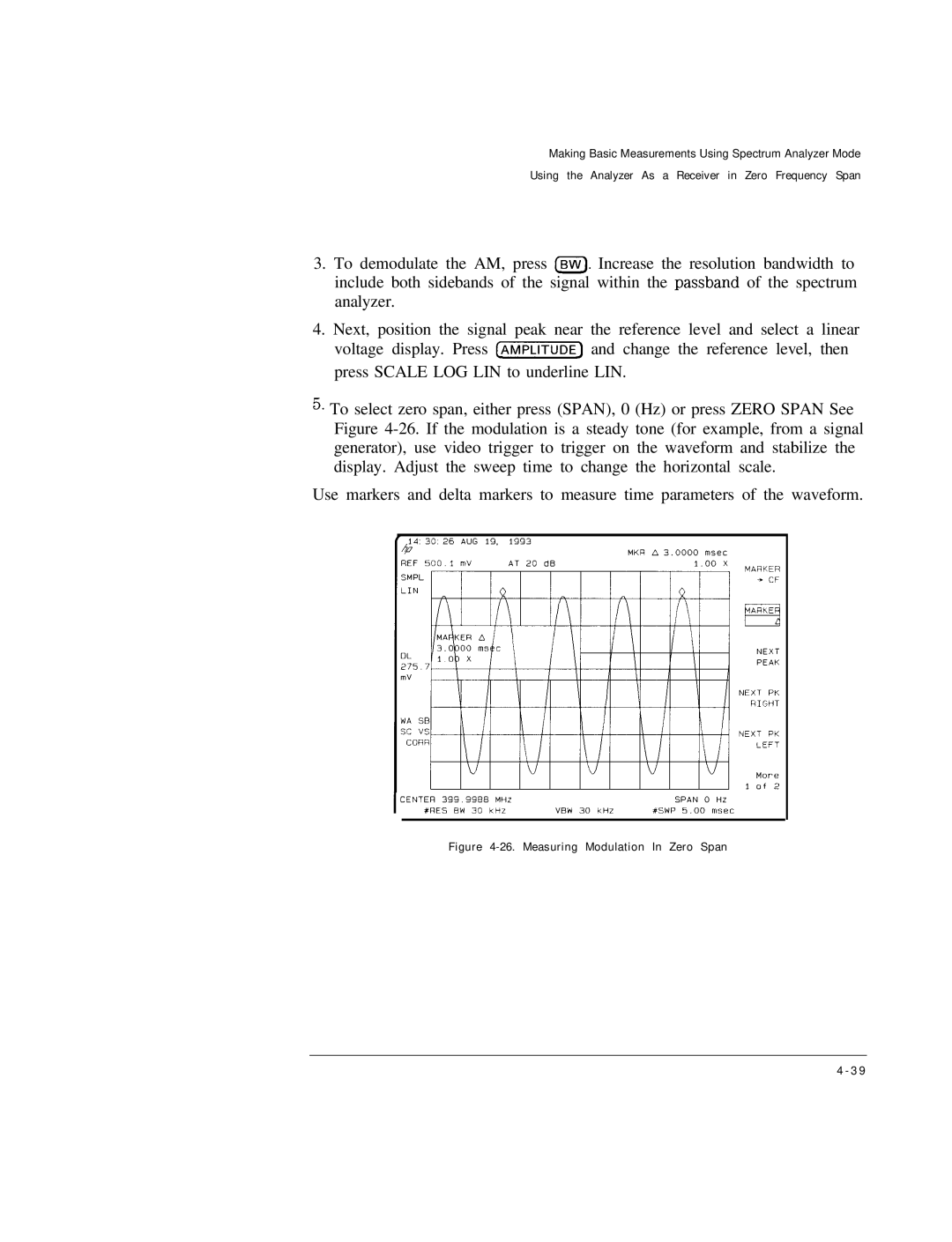 HP Cable Box 8591C manual Measuring Modulation In Zero Span 