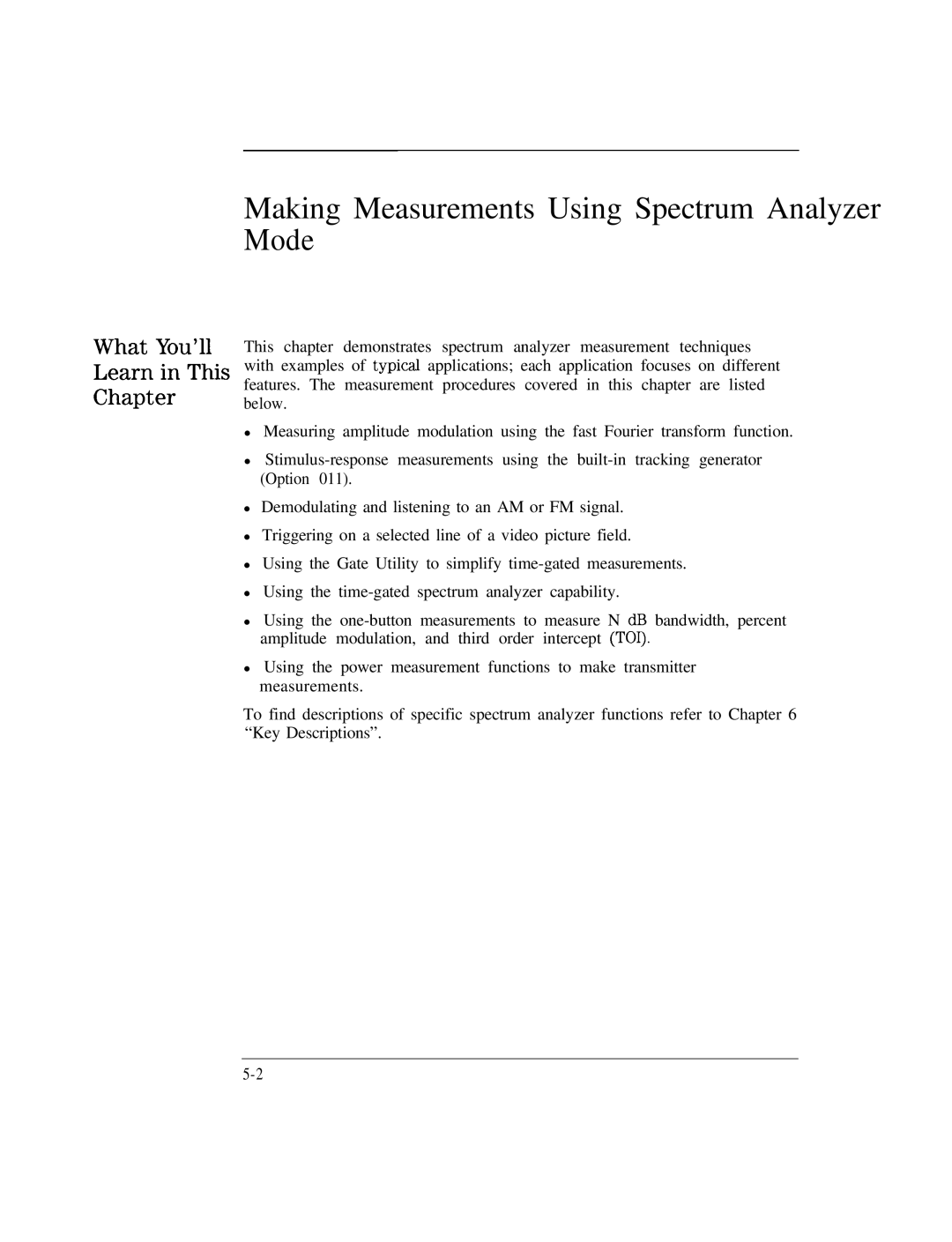 HP Cable Box 8591C manual Making Measurements Using Spectrum Analyzer Mode 