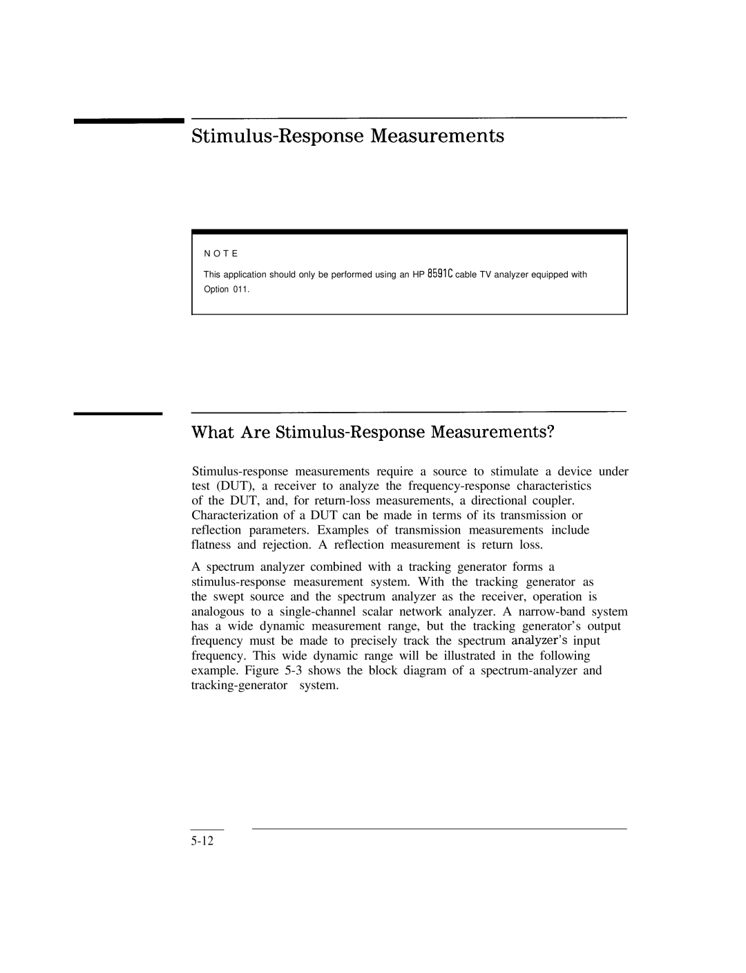 HP Cable Box 8591C manual What Are Stimulus-Response Measurements? 