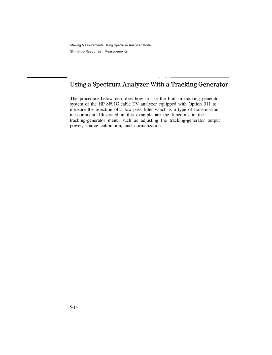 HP Cable Box 8591C manual Using a Spectrum Analyzer With a Tracking Generator 