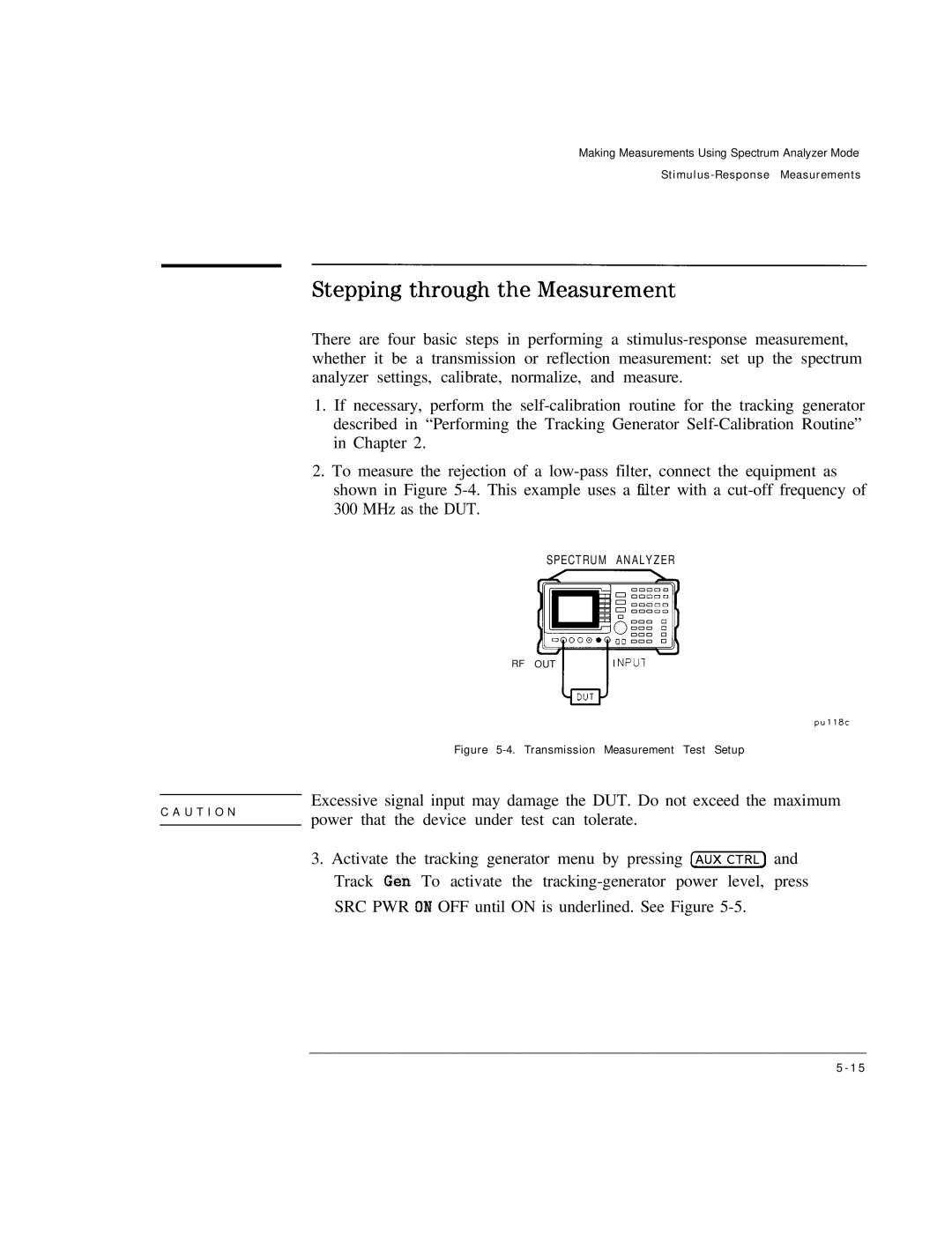 HP Cable Box 8591C manual Stepping through the Measurement, Transmission Measurement Test Setup 