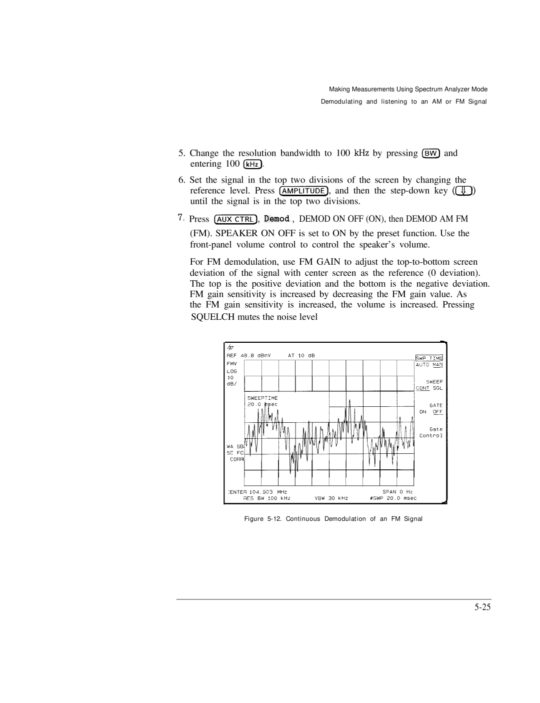 HP Cable Box 8591C manual Continuous Demodulation of an FM Signal 