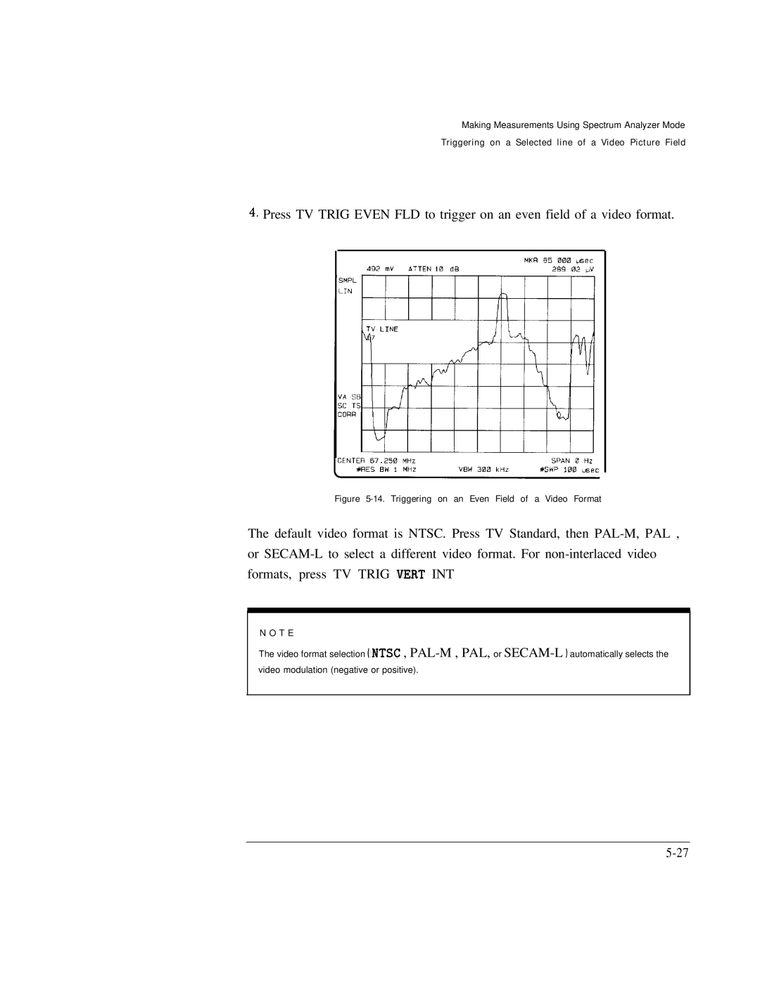 HP Cable Box 8591C manual Triggering on an Even Field of a Video Format 