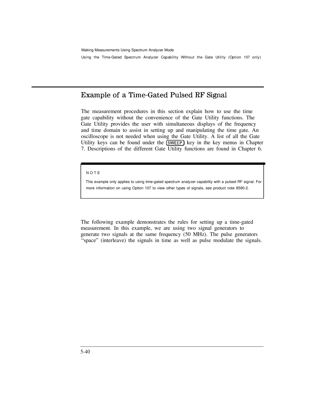 HP Cable Box 8591C manual Example of a Time-Gated Pulsed RF Signal 