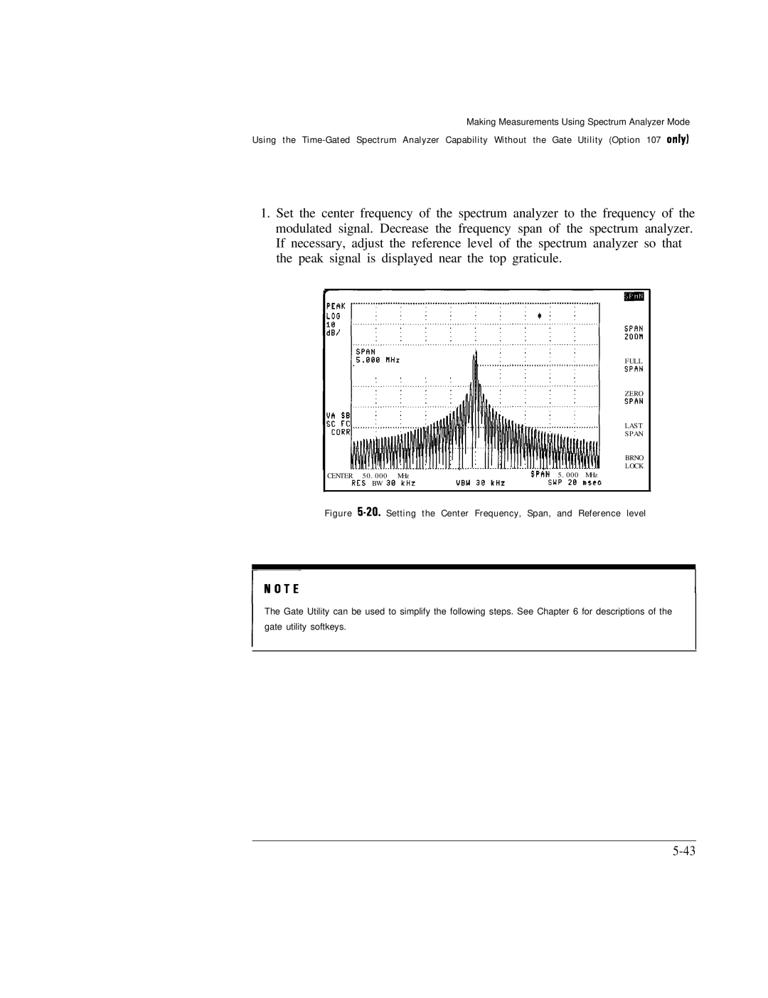 HP Cable Box 8591C manual Setting the Center Frequency, Span, and Reference level 