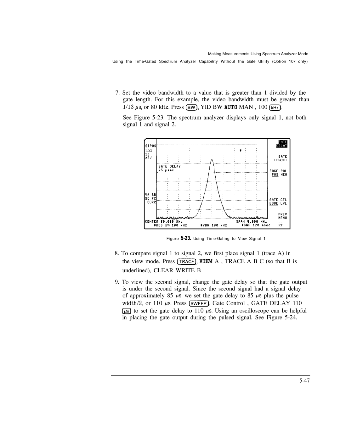 HP Cable Box 8591C manual Using Time-Gating to View Signal 