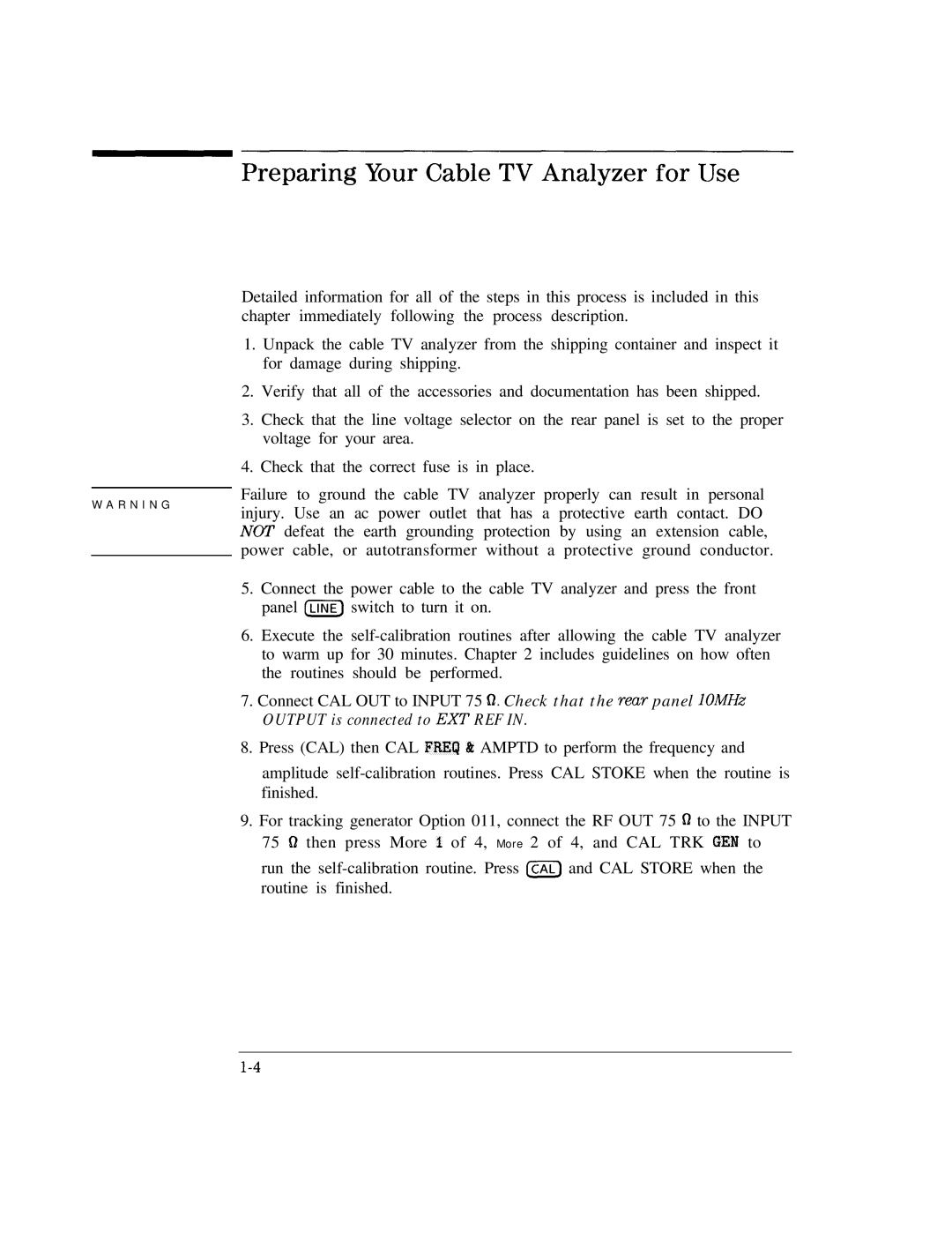 HP Cable Box 8591C manual Preparing Your Cable TV Analyzer for Use, Output is connected to EXT REF 