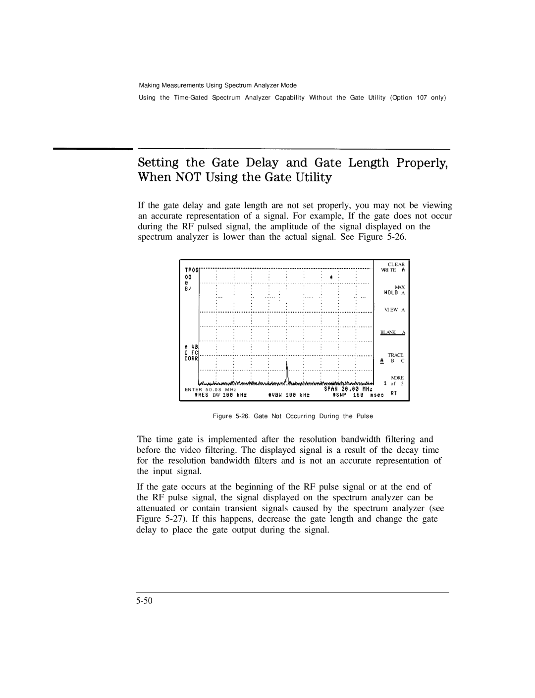 HP Cable Box 8591C manual Gate Not Occurring During the Pulse 