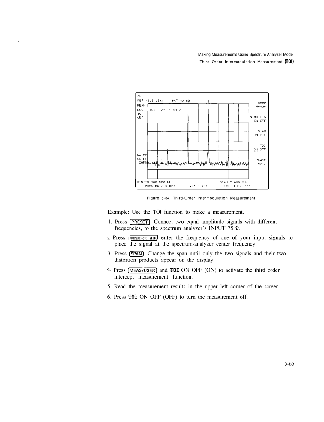 HP Cable Box 8591C manual Third-Order Intermodulation Measurement 