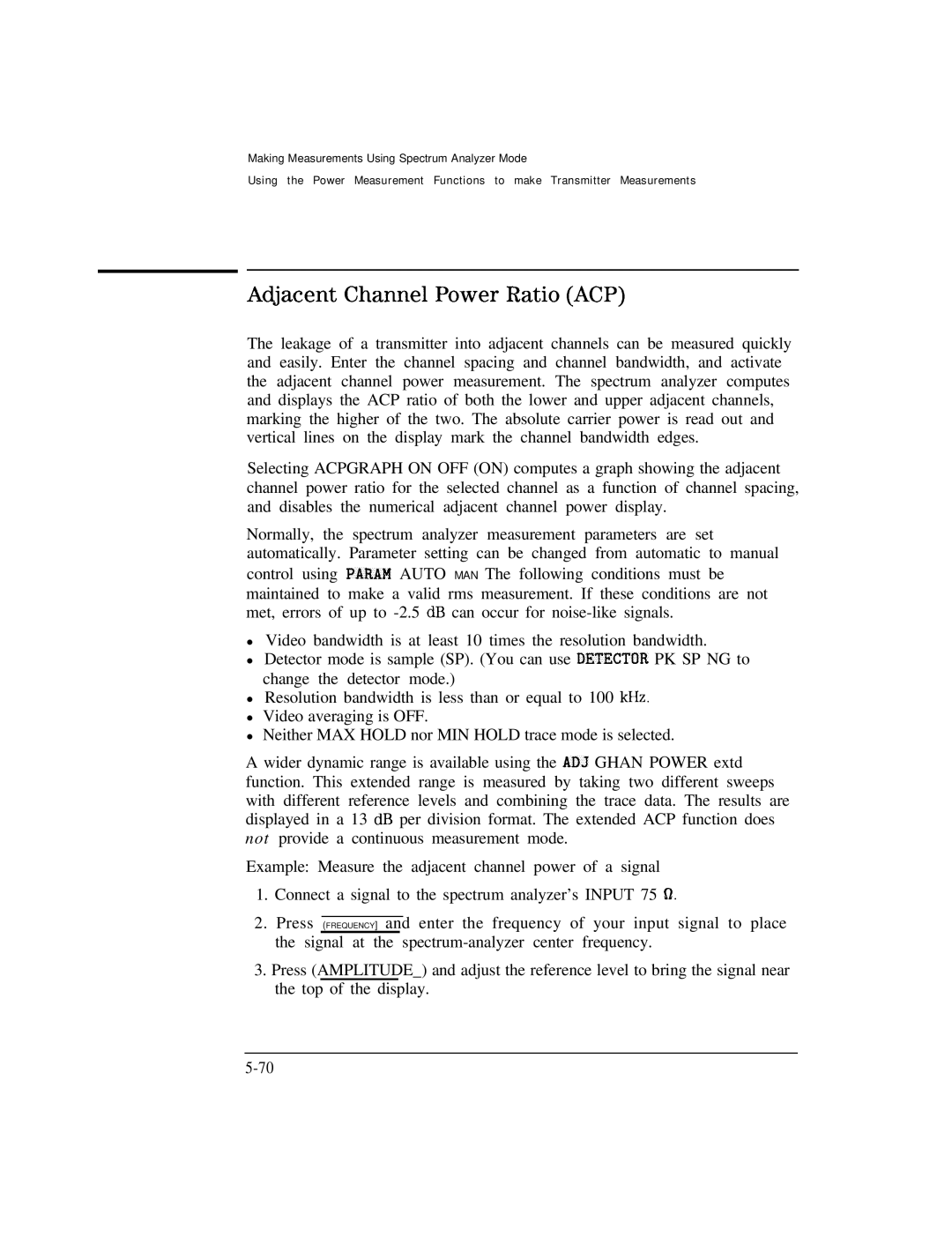 HP Cable Box 8591C manual Adjacent Channel Power Ratio ACP 