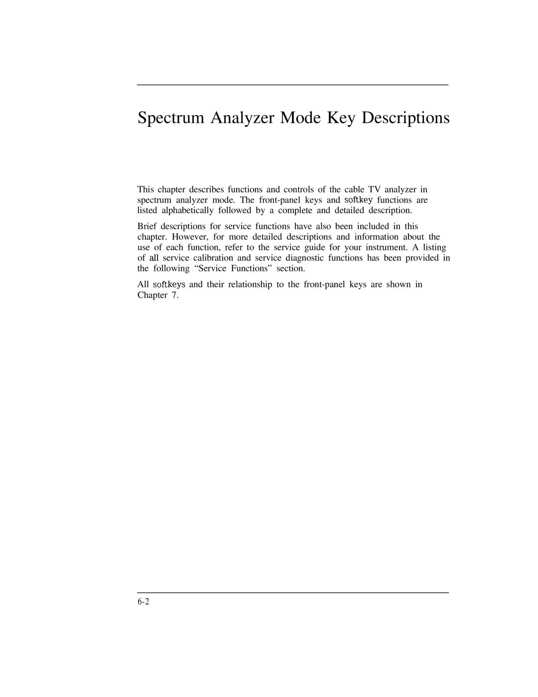 HP Cable Box 8591C manual Spectrum Analyzer Mode Key Descriptions 