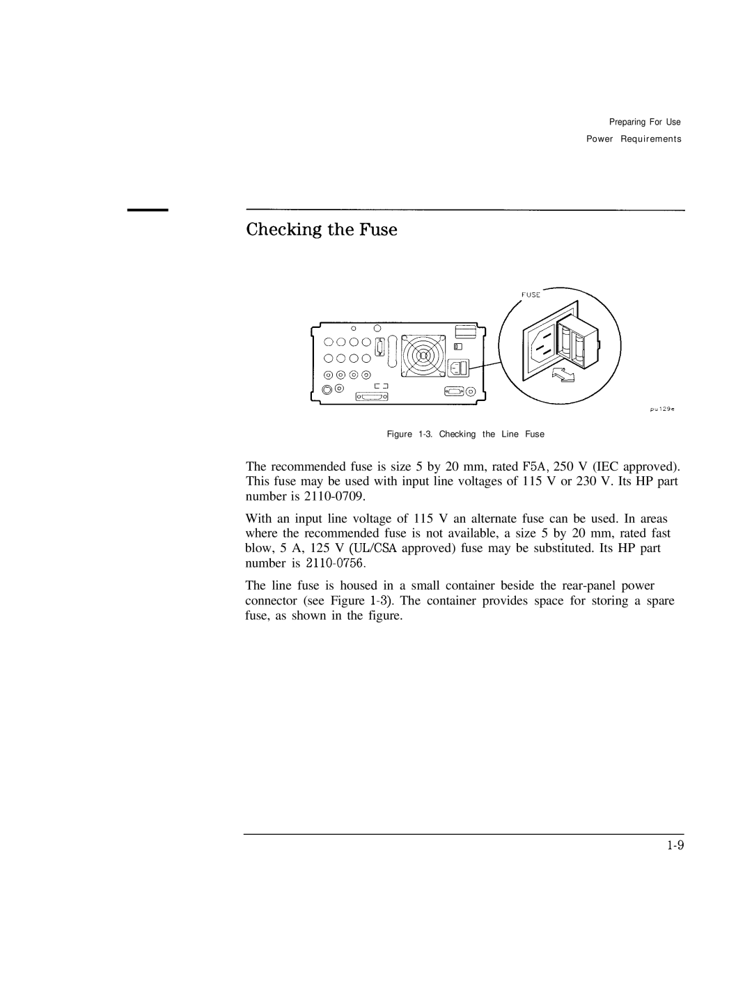 HP Cable Box 8591C manual Checking the Fuse, Checking the Line Fuse 