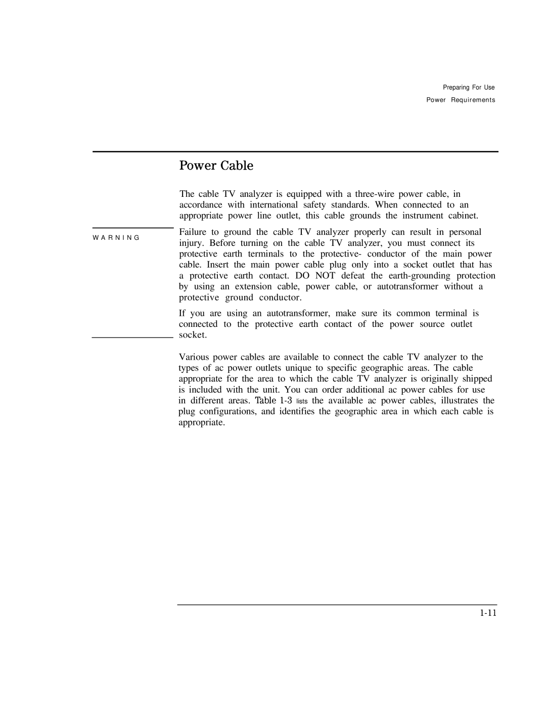 HP Cable Box 8591C manual Power Cable 