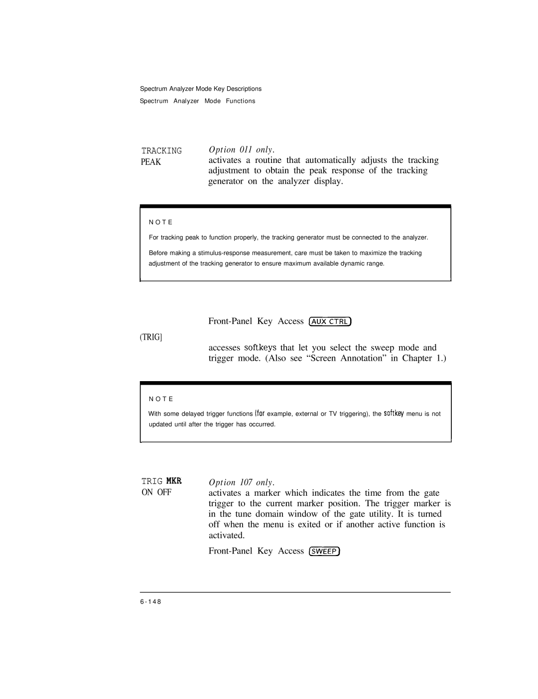 HP Cable Box 8591C manual Tracking, Trig 