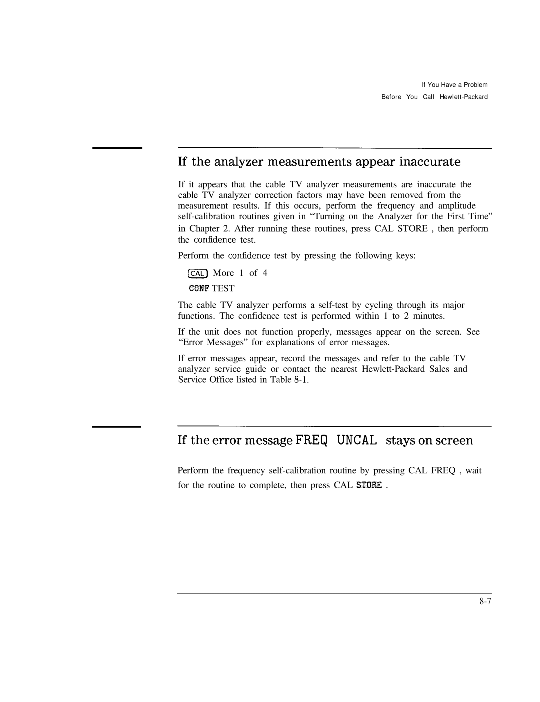 HP Cable Box 8591C manual If the analyzer measurements appear inaccurate, Cqnf Test 