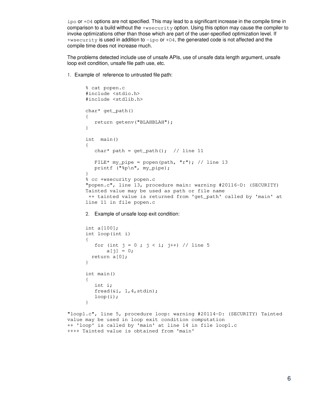 HP C/aC++ for PA-RISC Software manual Example of unsafe loop exit condition 