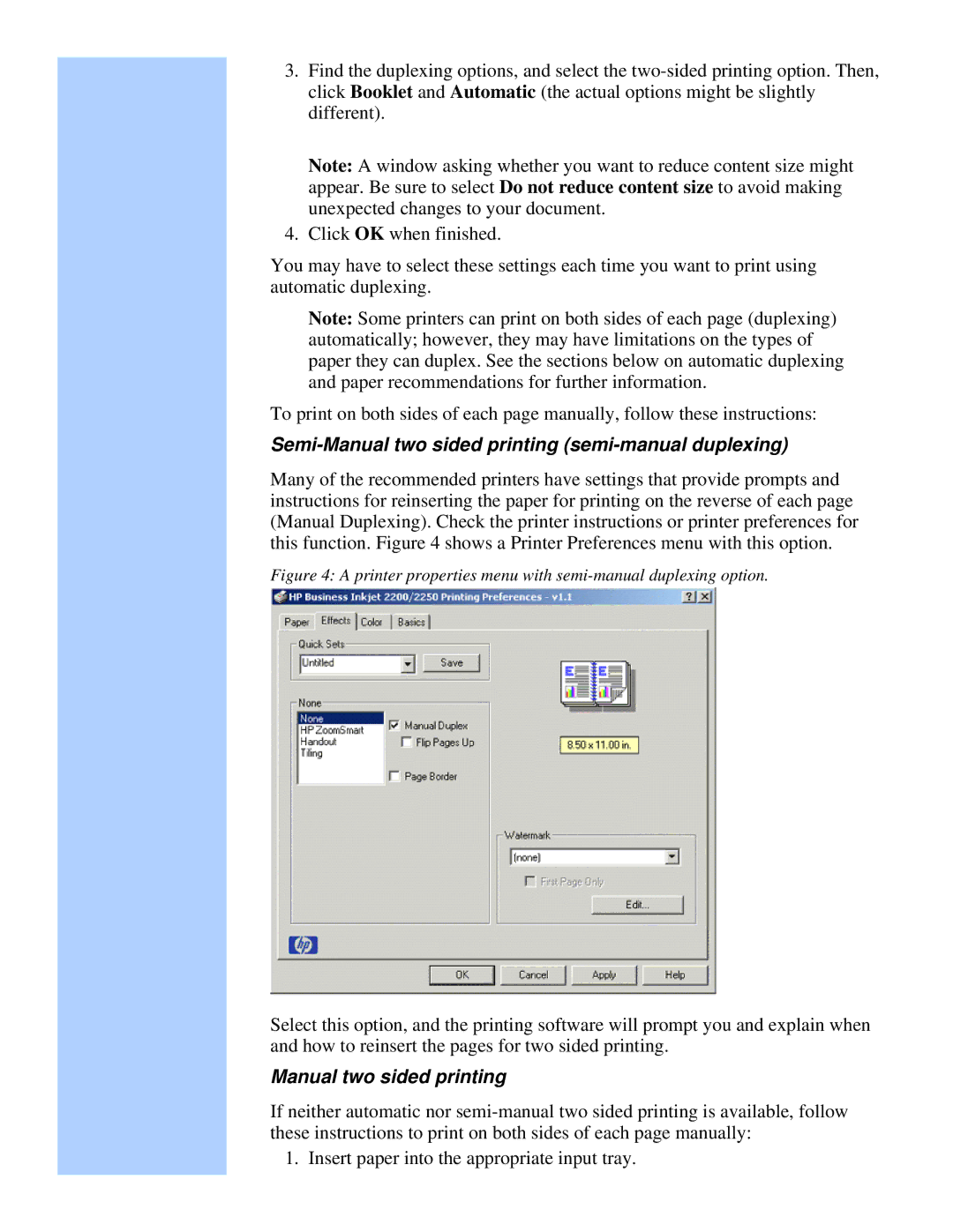 HP Camera Real Estate Software Semi-Manual two sided printing semi-manual duplexing 