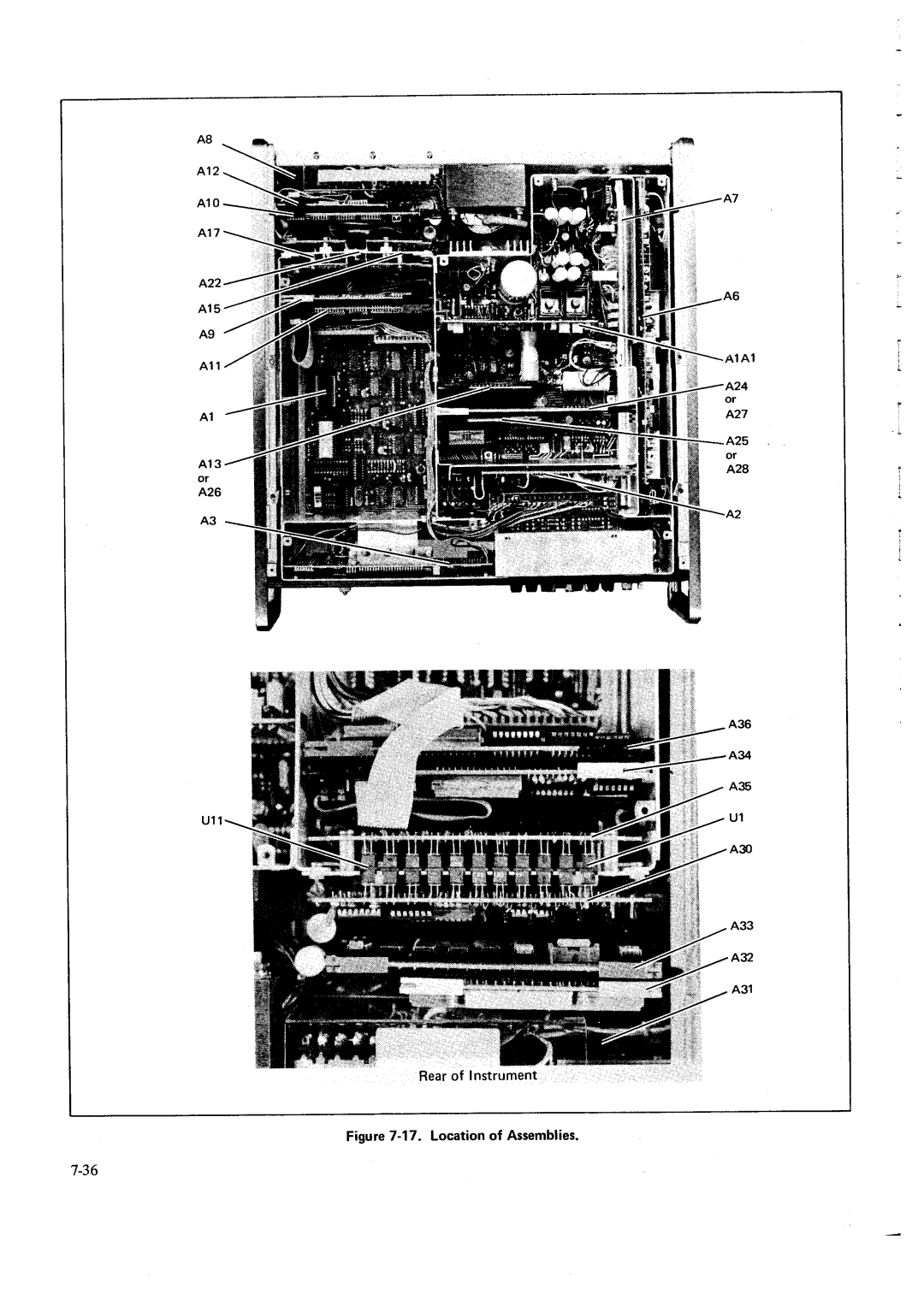 HP Car 3490A manual A33, A31 Rearof Instrument, A12 A17 A22 A11 3 or A36 A34 A35 A30 