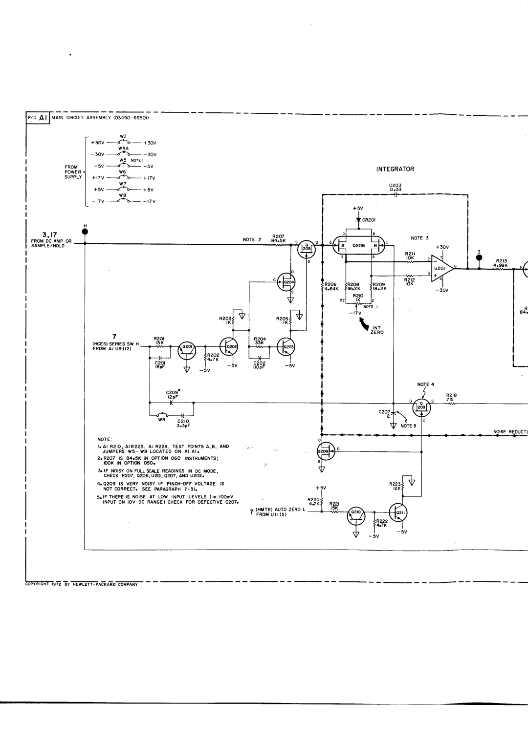 HP Car 3490A manual Lp/0 Al I MArNcrRcurrassEMBLYo34so 6650r +ov +rov, FRoM Sv---*-l---5v, C203 o.33 