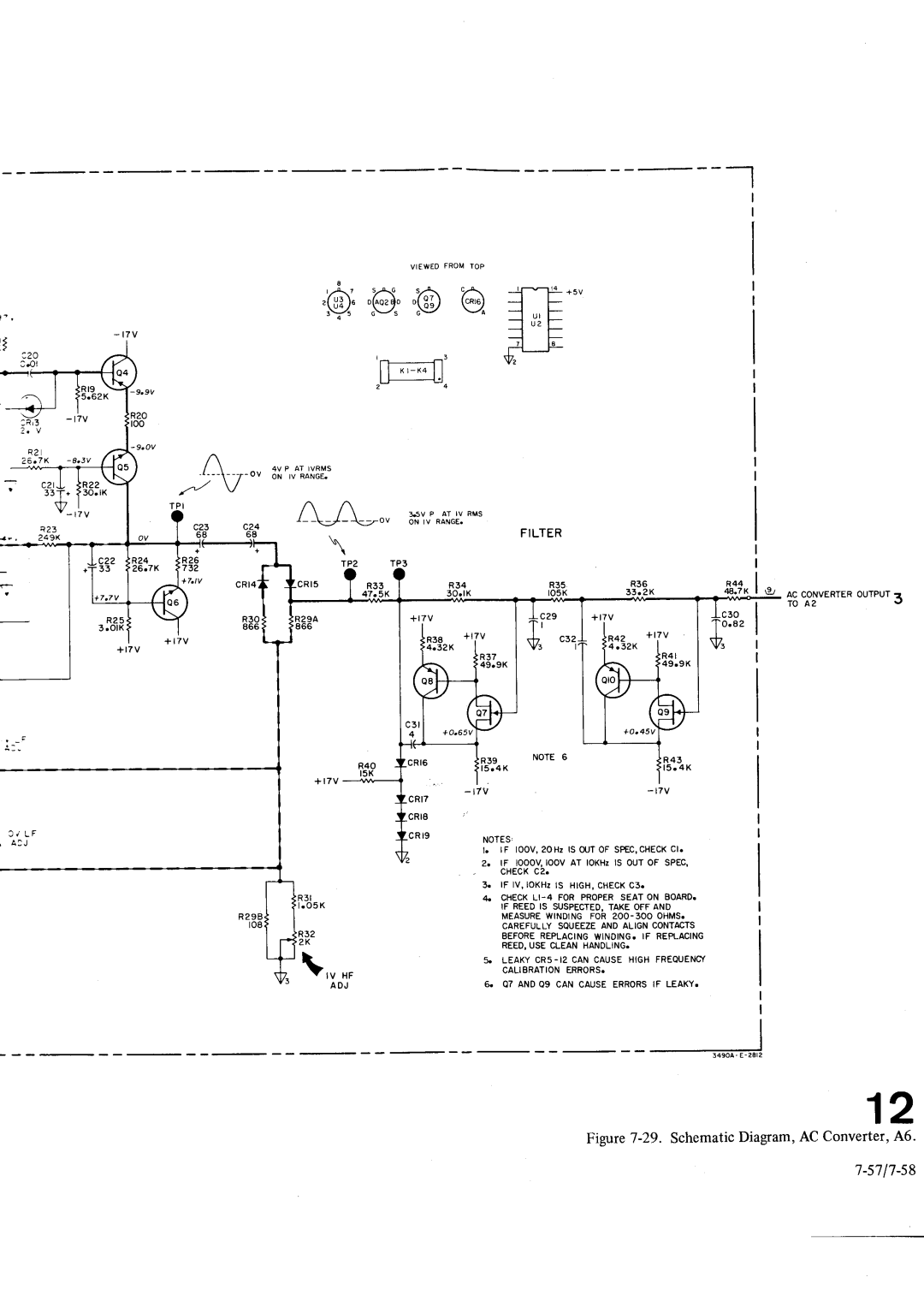 HP Car 3490A manual S7l7-s, Figwe 7-29. SchematicDiagram,AC Converter,A6, Filter, Nc corvepreR ourPUT1 