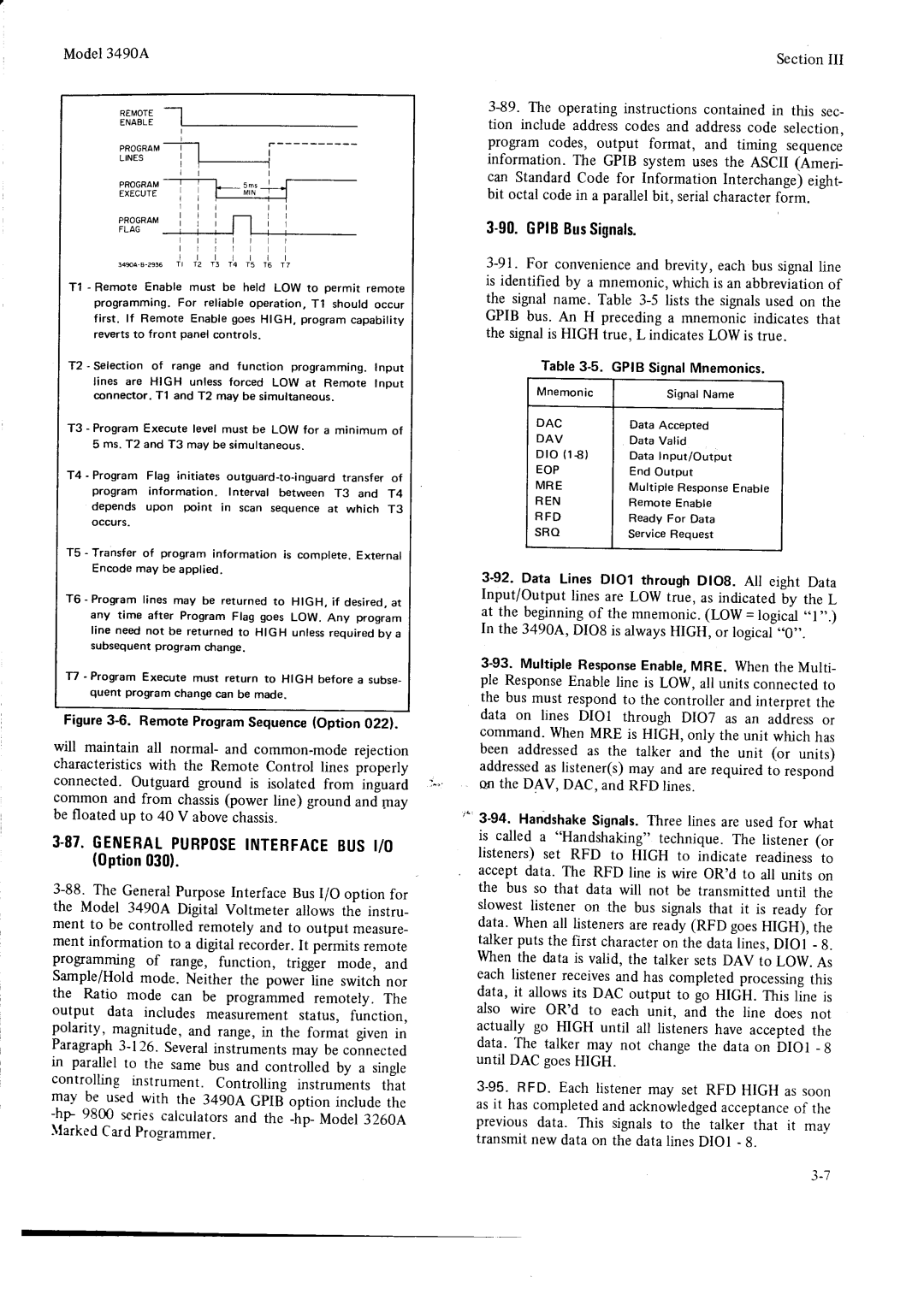 HP Car 3490A manual GPIBBusSignals, 030, SRo, Dac, Eop 