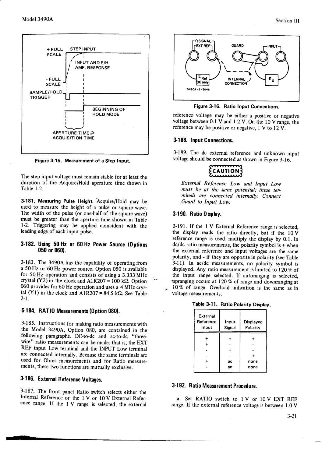 HP Car 3490A 182Using.50Hz or 60Hz PowerSourceOptions 050or060, $184.RATIOlfleasurements0ption080, 188lnput.Connections 