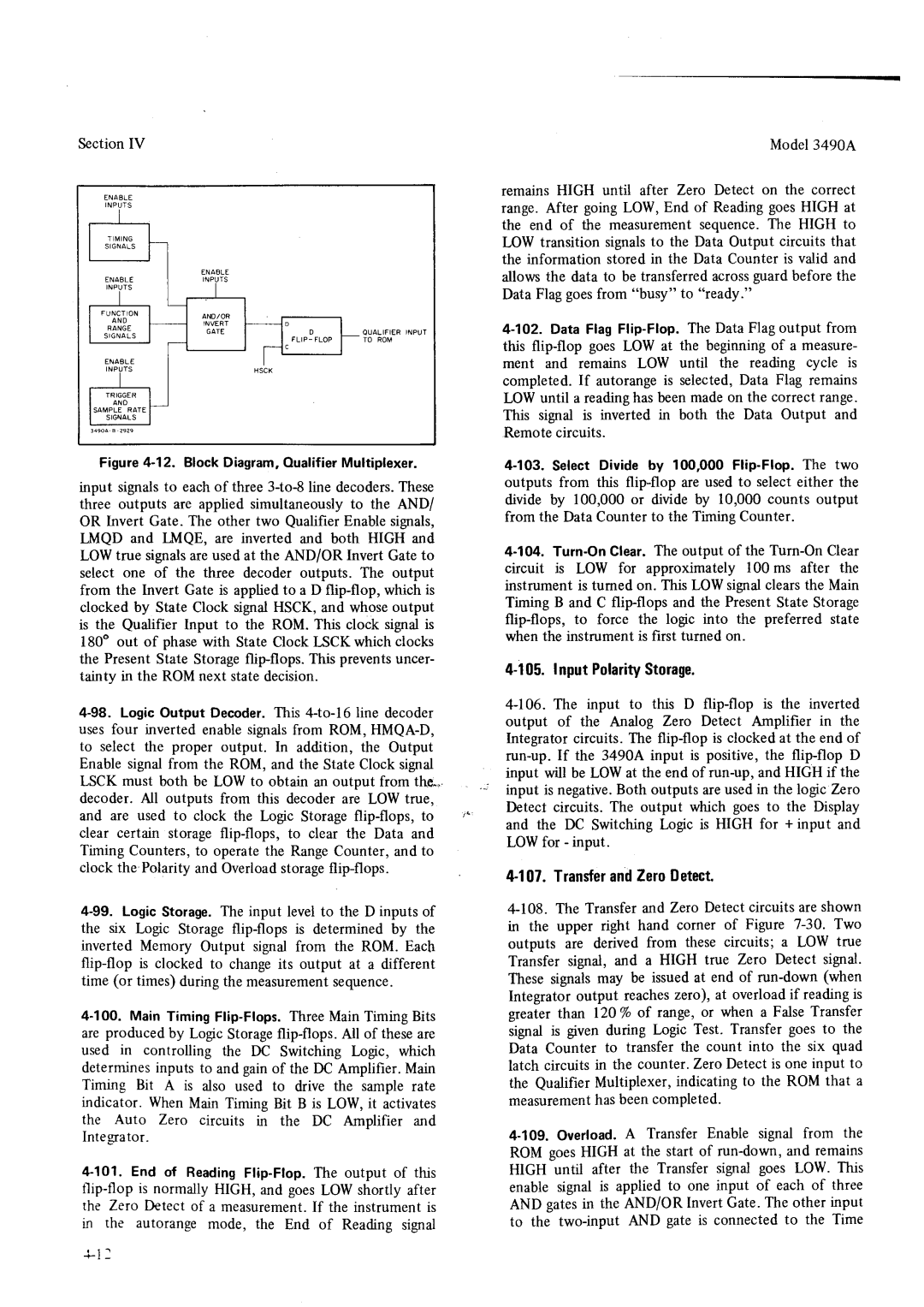 HP Car 3490A manual 105Input.PolarityStorage, TransferandZeroDetect, Enaele P U T S Enable Oualifierinput To ROM 