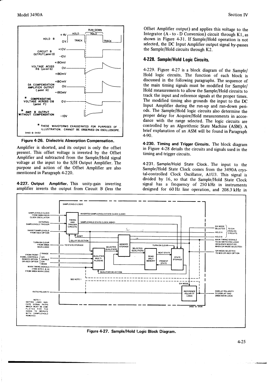 HP Car 3490A manual 228Sample/Hold.LogicCircuits, +25, Flgure4-27. Sample/HoldLogic Block Diagram, Lye e outpur 