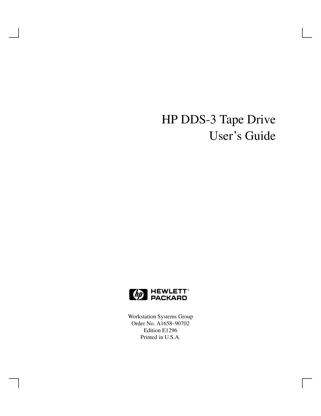 HP Cassette Player DDS-3 manual HP DDS-3 Tape Drive Users Guide 