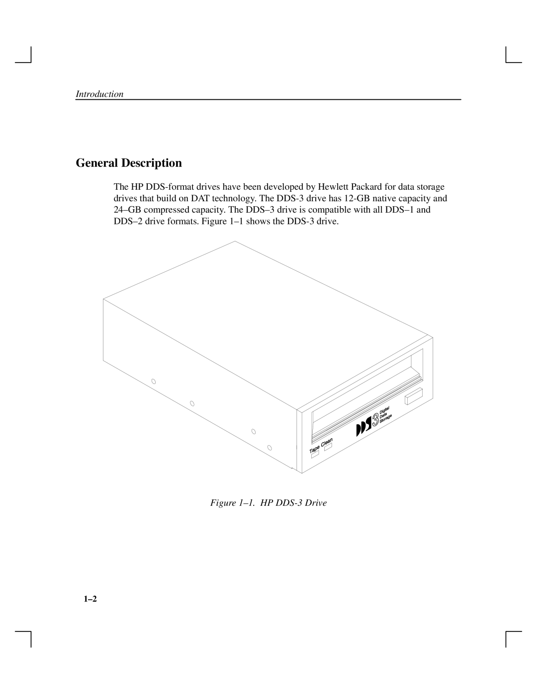 HP Cassette Player DDS-3 manual General Description, ±1. HP DDS-3 Drive 