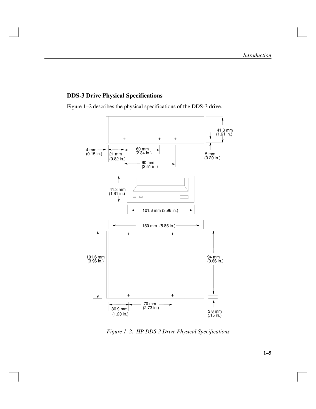 HP Cassette Player DDS-3 DDS-3 Drive Physical Specifications, ±2 describes the physical specifications of the DDS-3 drive 