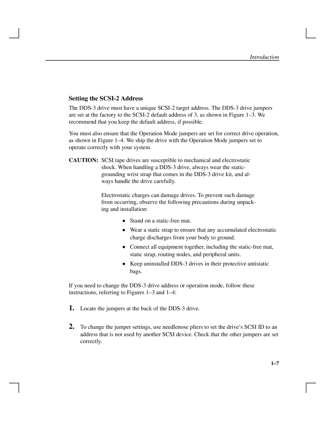 HP Cassette Player DDS-3 manual Setting the SCSI-2 Address 