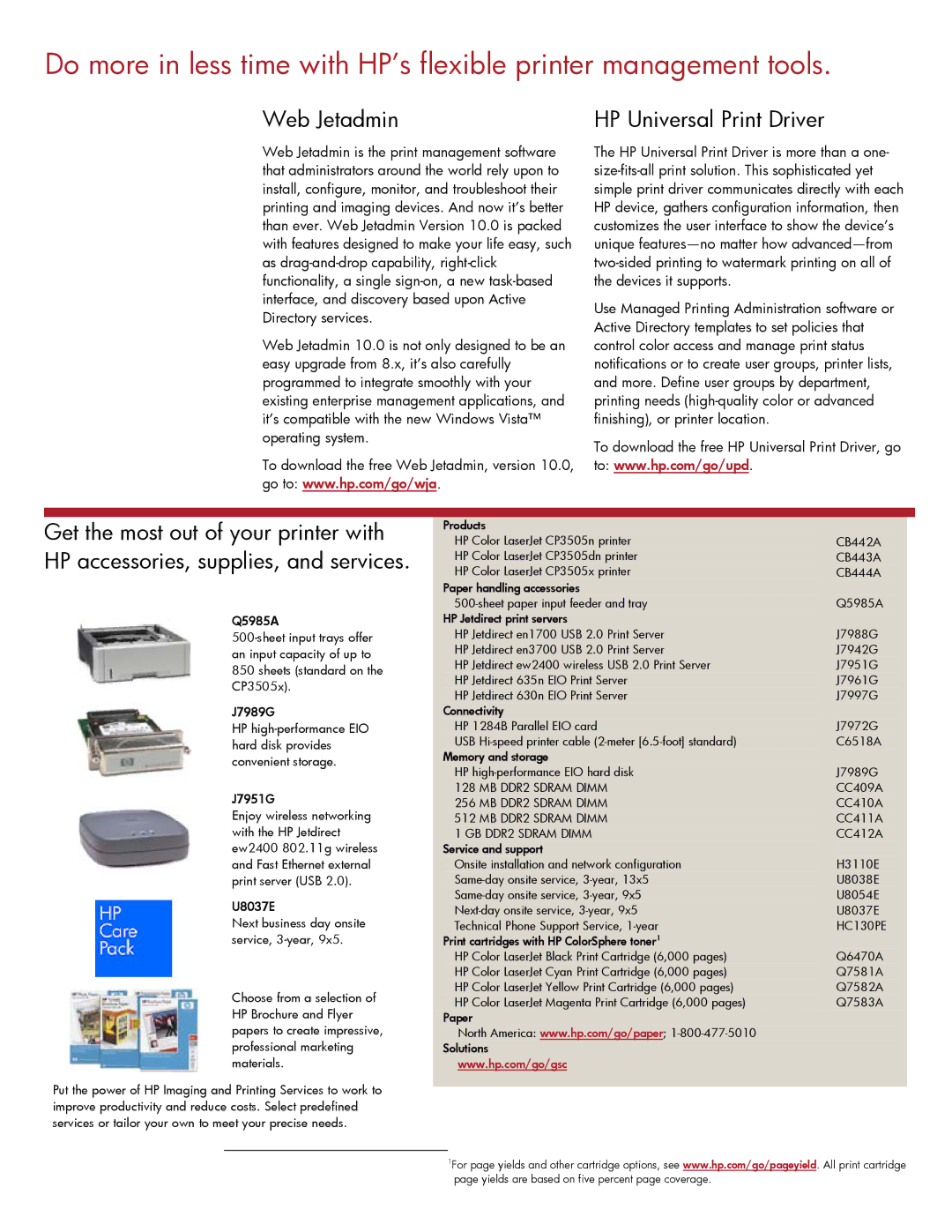 HP CB443A, CB444A, CB442A manual Web Jetadmin, HP Universal Print Driver 