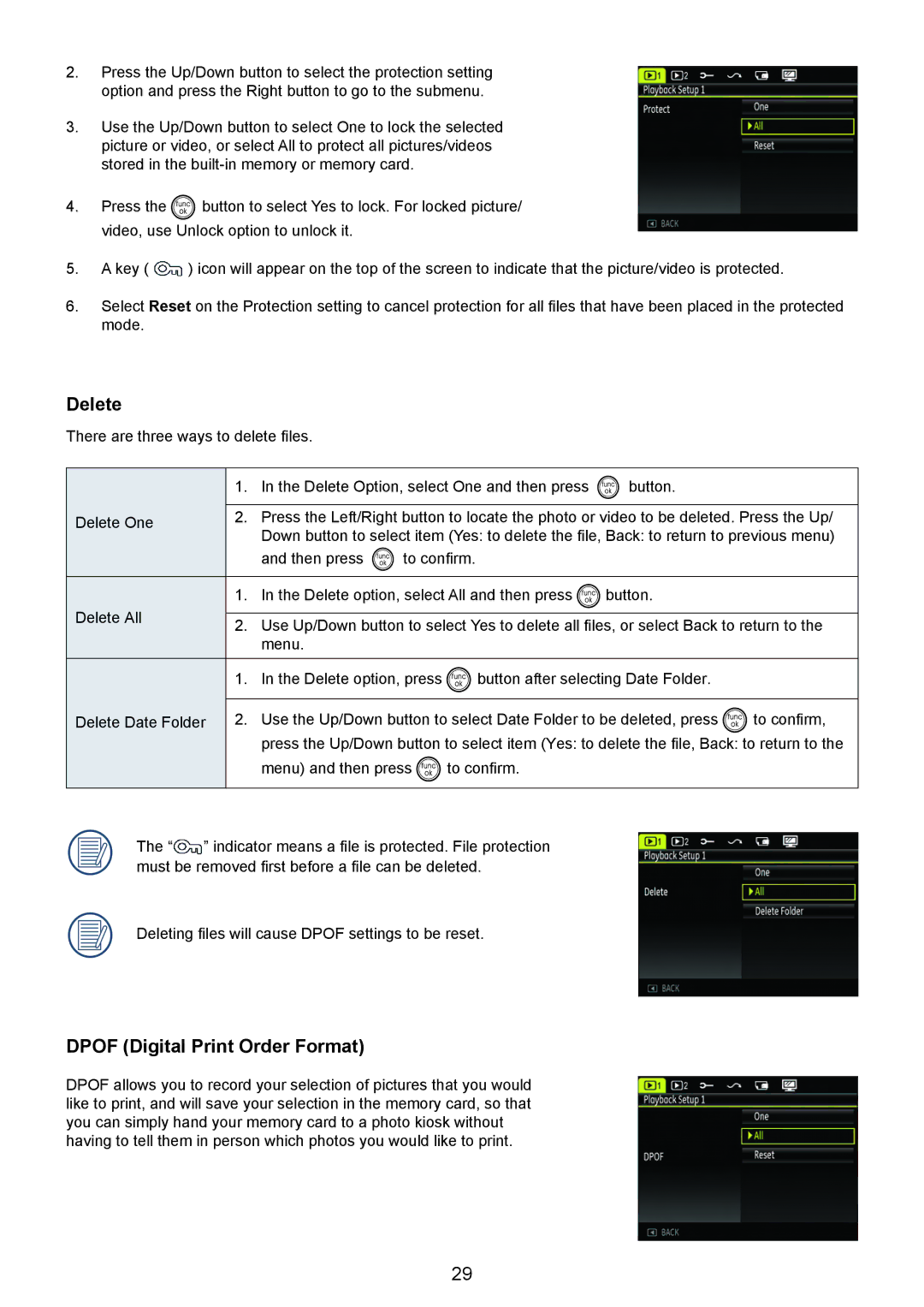 HP CC-330 manual Delete, Dpof Digital Print Order Format 