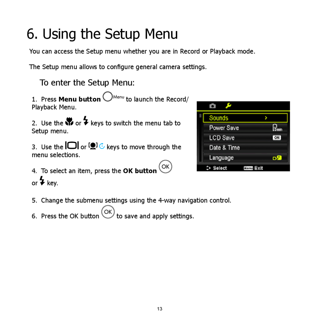 HP CC-450 manual Using the Setup Menu, To enter the Setup Menu 