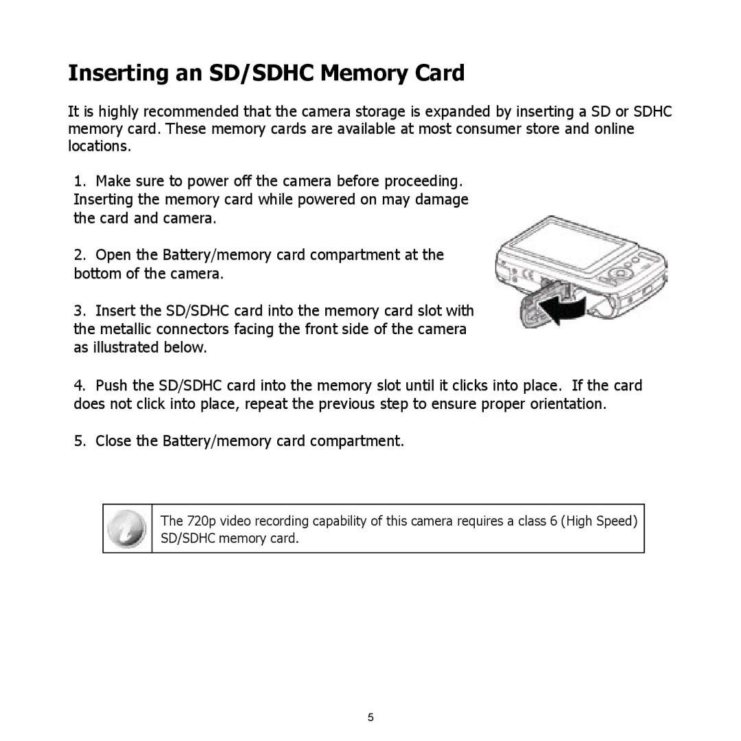 HP CC-450 manual Inserting an SD/SDHC Memory Card 