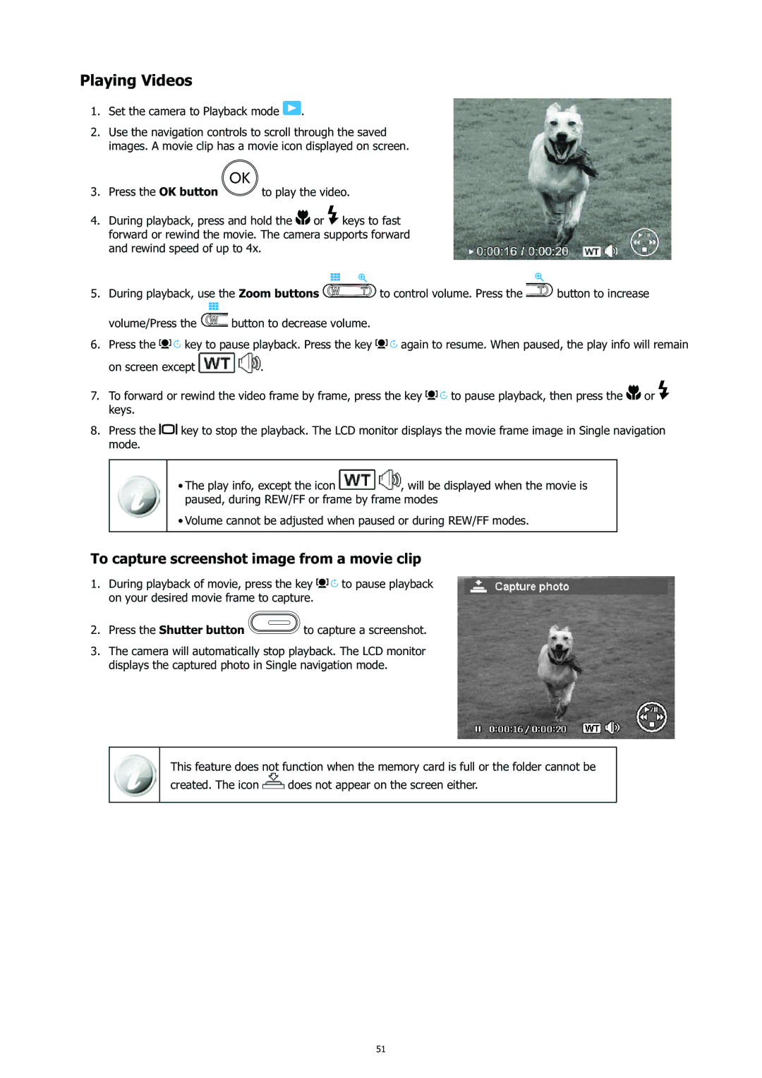 HP CC-450 manual Playing Videos, To capture screenshot image from a movie clip 