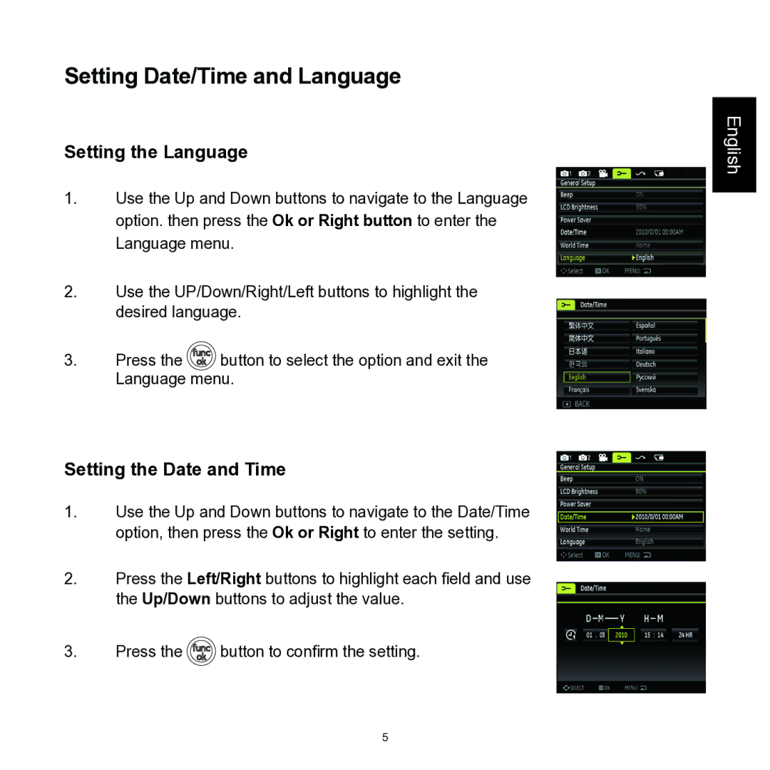 HP CC330 manual Setting Date/Time and Language, Setting the Language, Setting the Date and Time 