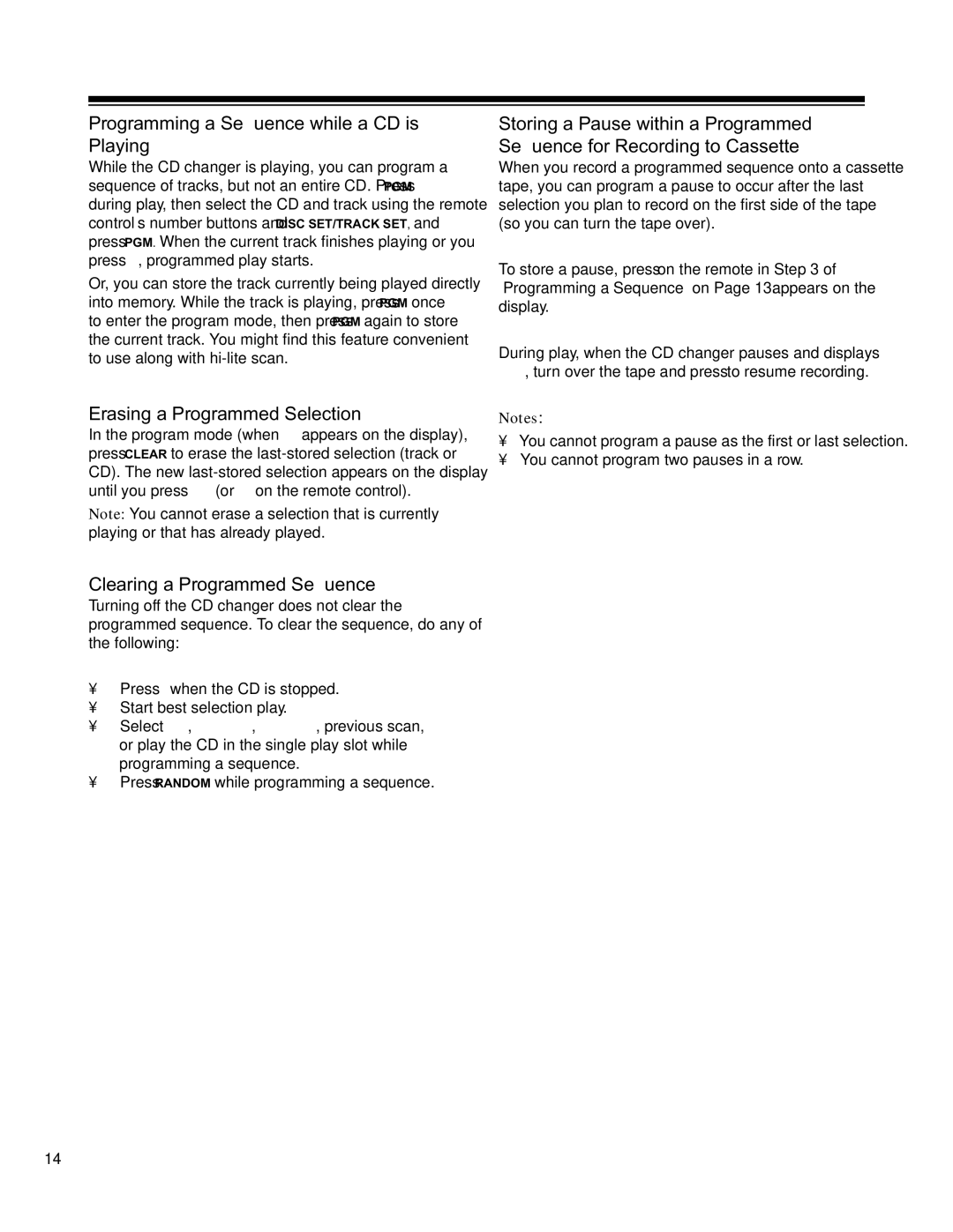 HP CD-9400 manual Programming a Sequence while a CD is Playing 