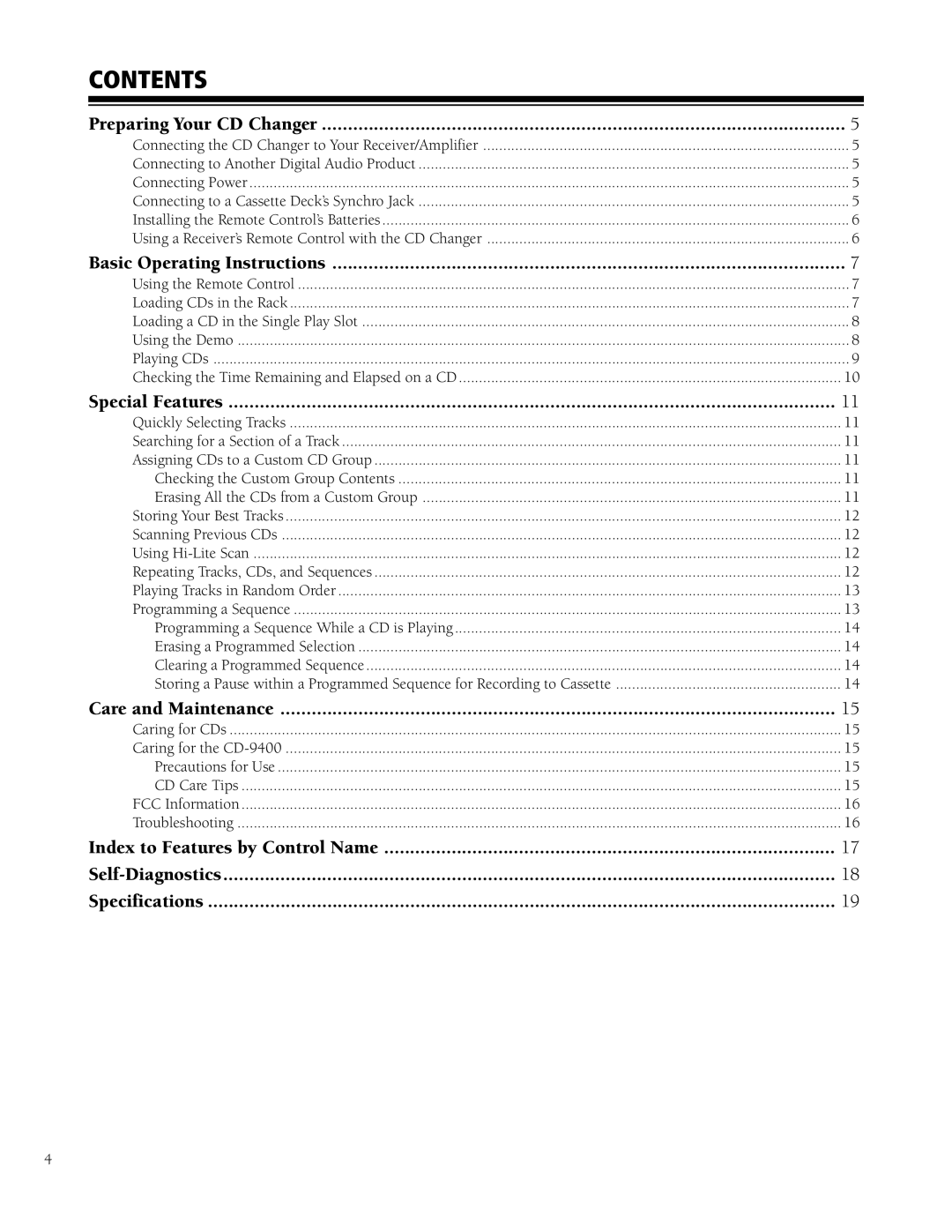 HP CD-9400 manual Contents 