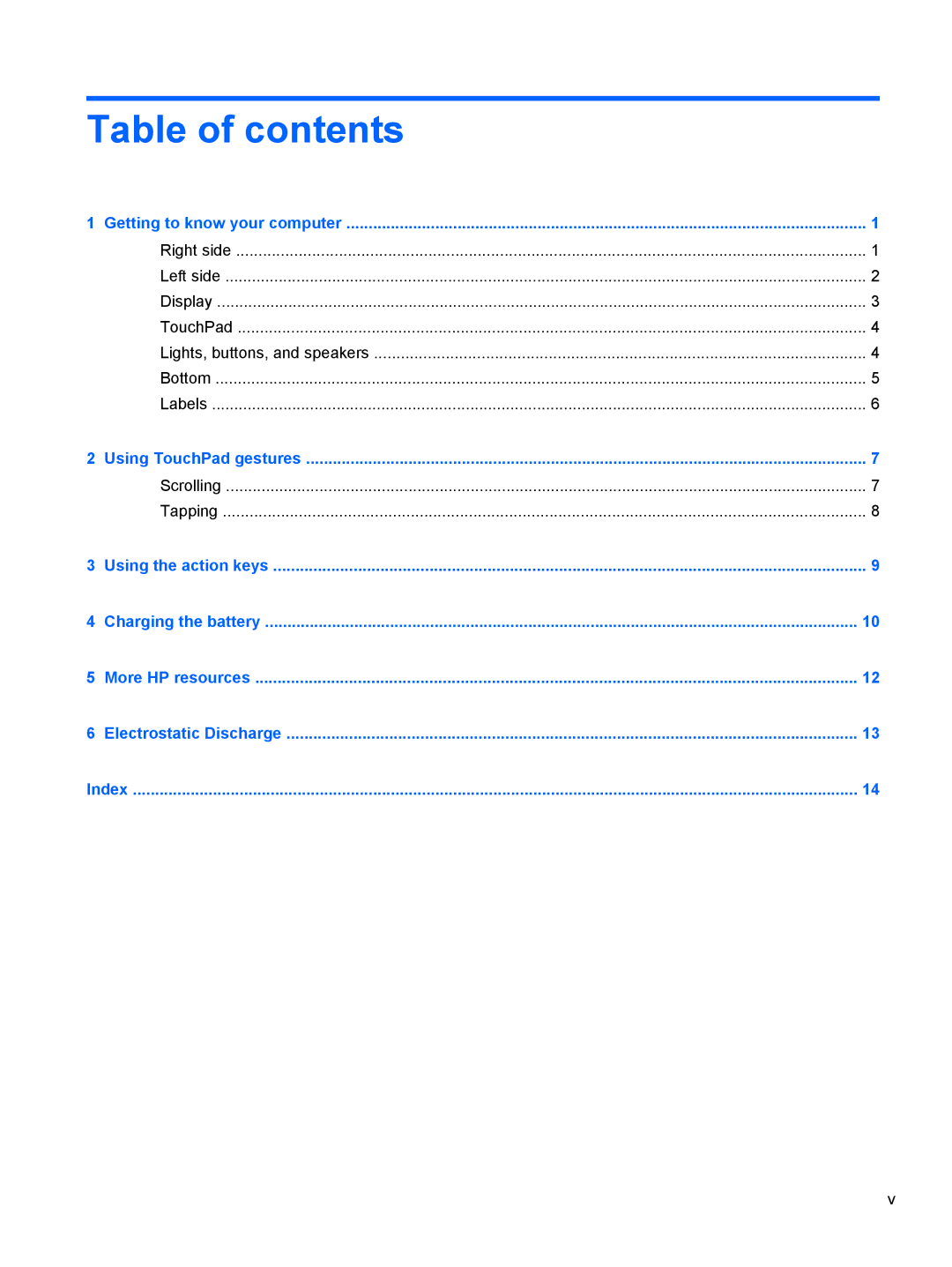 HP Chromebook D1A48UA#ABA, Chromebook D1A54UAABA, Chromebook D1A51UTABA manual Table of contents 