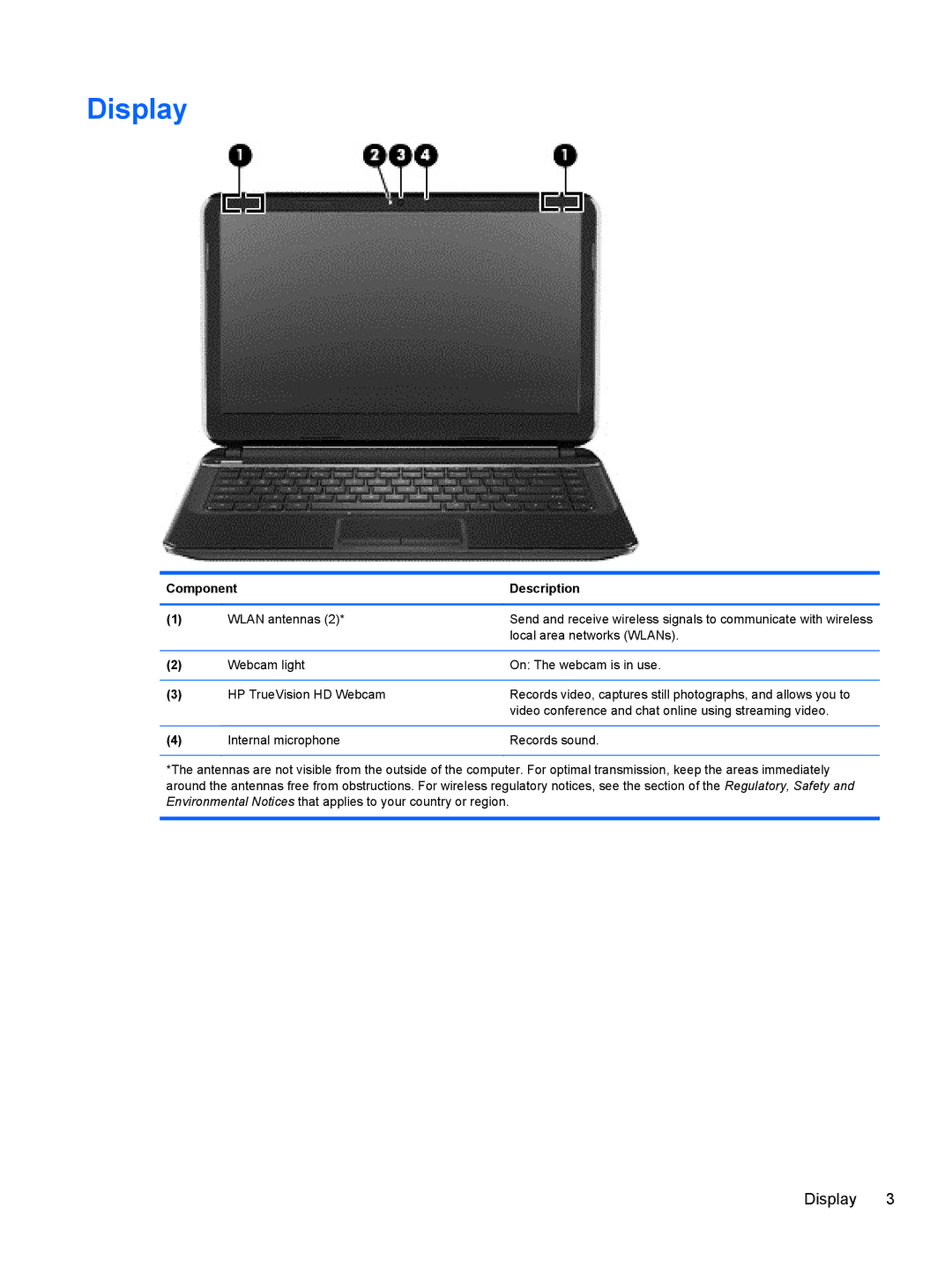 HP Chromebook D1A54UAABA, Chromebook D1A51UTABA, Chromebook D1A48UA#ABA manual Display 