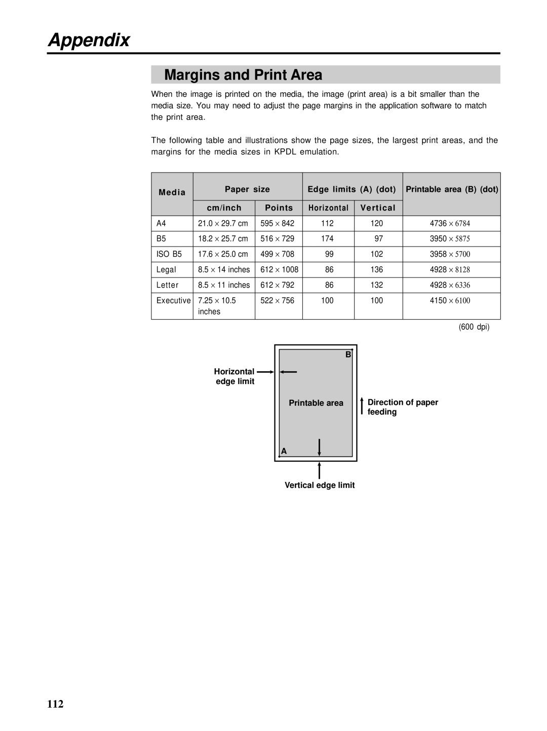 HP Ci 1100 manual Margins and Print Area 