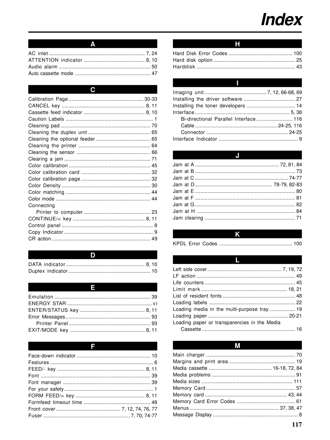 HP Ci 1100 manual Index 