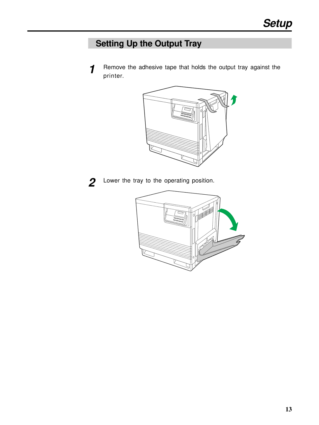 HP Ci 1100 manual Setup, Setting Up the Output Tray 