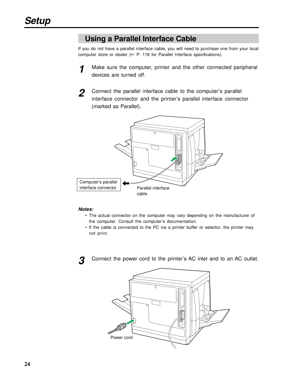 HP Ci 1100 manual Using a Parallel Interface Cable 